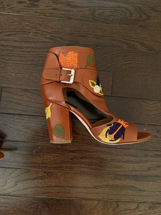 Laurence Dacade Brown Leather Floral Sandals Size 37 - Picture 3 of 11